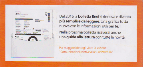 Bolletta 2.0: annuncio di Enel Servizio Elettrico (retro)